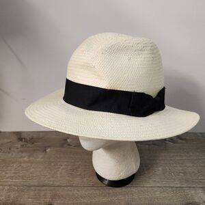 Madewell X Biltmore Womens Straw Toyo Panama Hat Small Medium Blonde Bow Ribbon